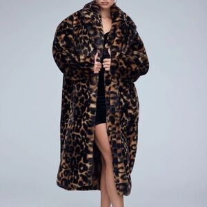 FAUX FUR LEOPARD PRINT COAT
